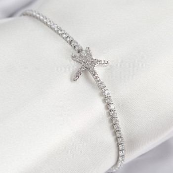 Pirinç Zirkon Taşlı Deniz Yıldızı Model Gümüş Renk Kadın Bileklik