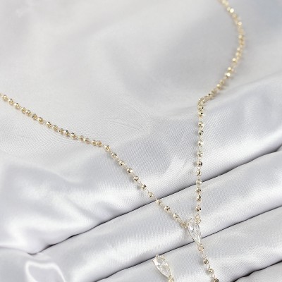 Pirinç Zirkon Taşlı Gold Renk Kadın Y Kolye