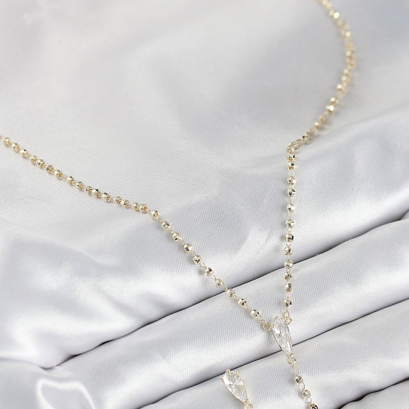 Pirinç Zirkon Taşlı Gold Renk Kadın Y Kolye