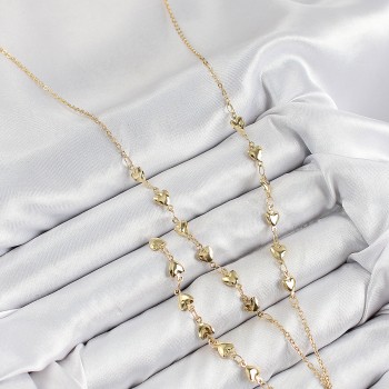 Pirinç Zirkon Taşlı Kalp Model Gold Renk Y Kolye