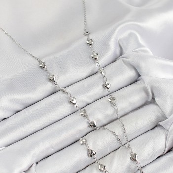 Pirinç Zirkon Taşlı Kalp Model Gümüş Renk  Y Kolye