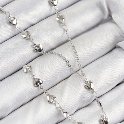 Pirinç Zirkon Taşlı Kalp Model Gümüş Renk  Y Kolye