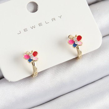 Pirinç Zirkon Taşlı Kelebek Model Gold Renk Çocuk Küpe