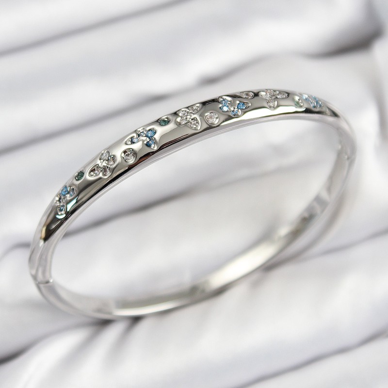 Pirinç Zirkon Taşlı Kelebek Model Gümüş Renk Kadın Kelepçe