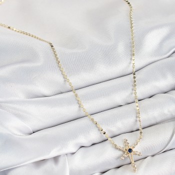 Pirinç Zirkon Taşlı Kutup Yıldızı Model Ezme Zincir Gold Renk Kadın Kolye