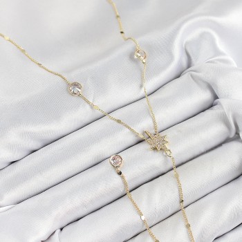 Pirinç Zirkon Taşlı Kutup Yıldızı Model Gold Renk Y Kolye