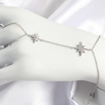 Pirinç Zirkon Taşlı Kutup Yıldızı Model Gümüş Renk Kadın Şahmeran