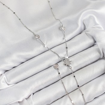 Pirinç Zirkon Taşlı Kutup Yıldızı Model Gümüş Renk Y Kolye