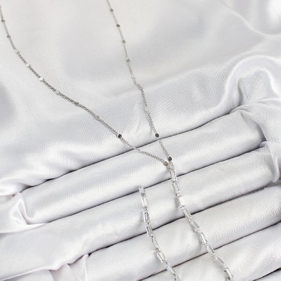 Pirinç Zirkon Taşlı Model Gümüş Renk Y Kolye