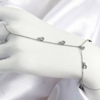 Pirinç Zirkon Taşlı Sallantılı Damla Model Gümüş Renk Kadın Şahmeran