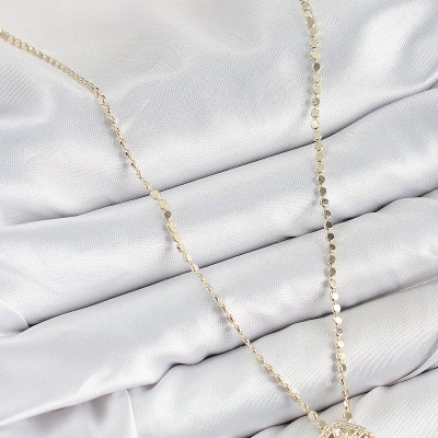 Pirinç Zirkon Taşlı Sallantılı Göz Model Ezme Zincir Gold Renk Kadın Kolye