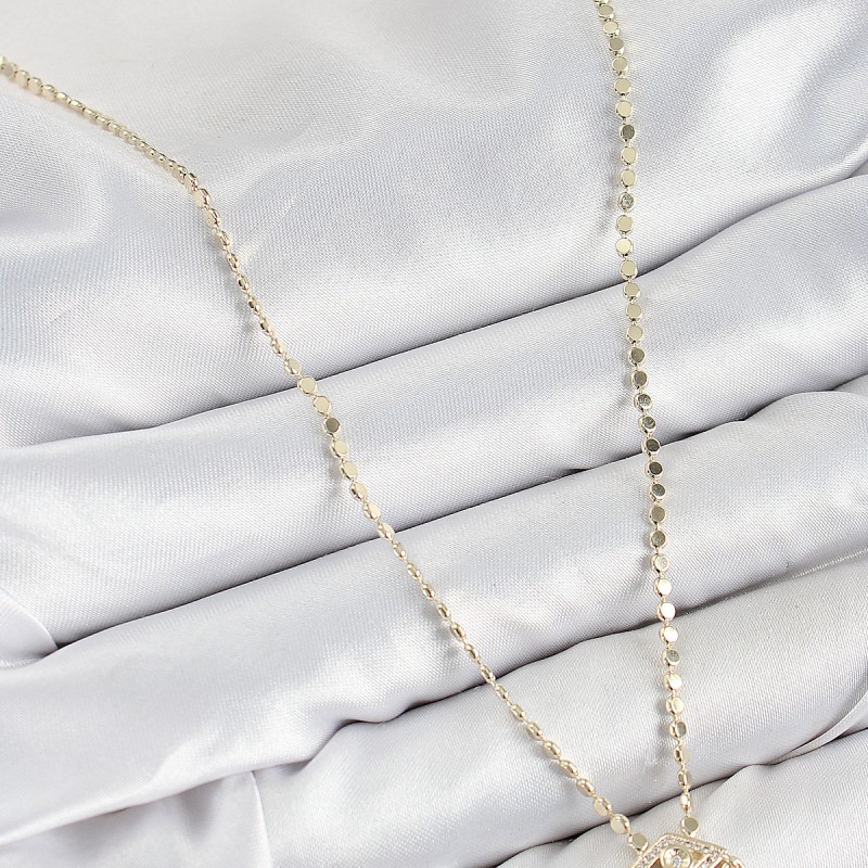 Pirinç Zirkon Taşlı Sallantılı Göz Model Ezme Zincir Gold Renk Kadın Kolye