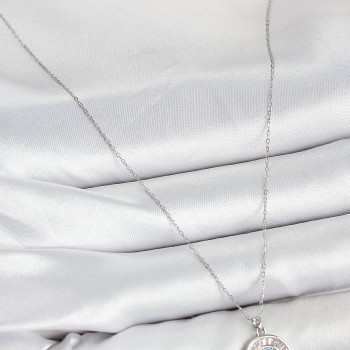 Pirinç Zirkon Taşlı Su Yolu Nazar Model Gümüş Renk Kadın Kolye