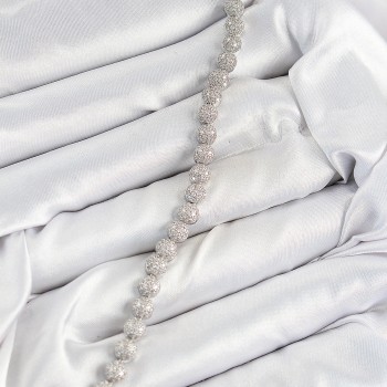 Pirinç Zirkon Taşlı Yarım Topcuk Model Gümüş Renk VIP Seri Kadın Bileklik