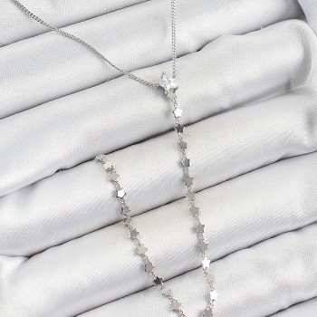 Pirinç Zirkon Taşlı Yıldız Figürlü Y Model Gümüş Renk Kadın Kolye