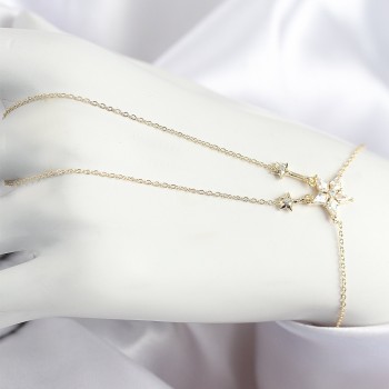 Pirinç Zirkon Taşlı Yıldız Model Gold Renk Şahmeran