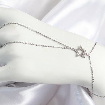 Pirinç Zirkon Taşlı Yıldız Model Gümüş Renk Kadın Şahmeran