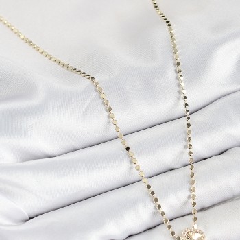 Pirinç Zirkon Taşlı Yonca Model Ezme Zincir Gold Renk Kadın Kolye