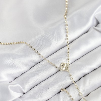 Pirinç Zirkon Taşlı Yonca Model Gold Renk Kadın Y Kolye