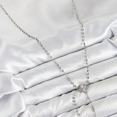 Pirinç Zirkon Taşlı Yonca Model Gümüş Renk Kadın Y Kolye