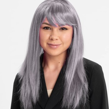 Platin Gri Gümüş Uzun Parti Peruğu