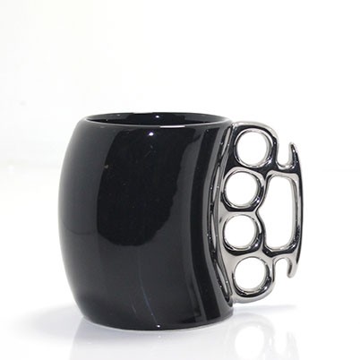 Porselen Muşta Tasarımlı Kupa Bardak Siyah 