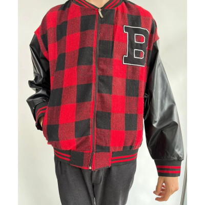 Pötikare Desen Nakışlı Kolej Ceket - Kırmızı