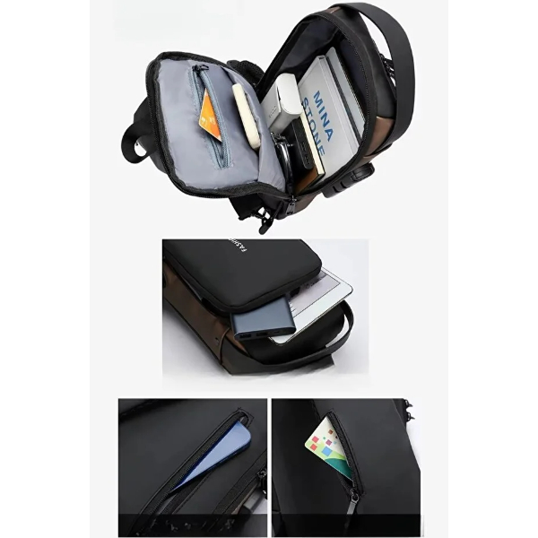 Powerbank Destekli Erkek Ön Göğüs Çantası 