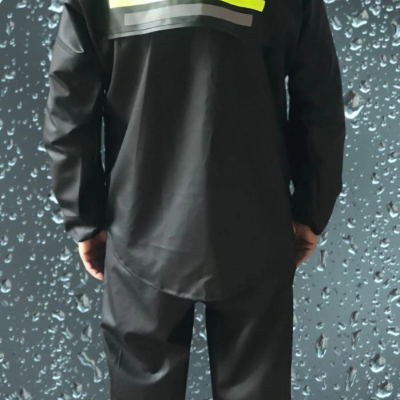 Premium Motorcu Kurye Yağmurluk Takım Su Geçirmez PVC Kumaş Reflektörlü TÜBİTAK Onaylı - Siyah -