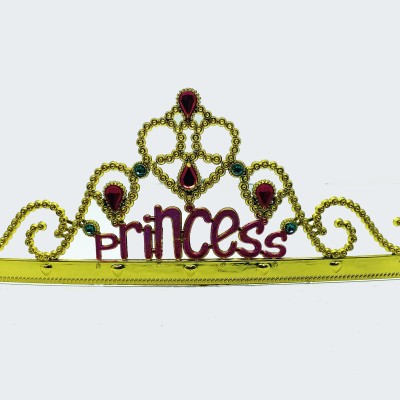 Prenses Yazılı Altın Renk Ayarlanabilir Parti Tacı