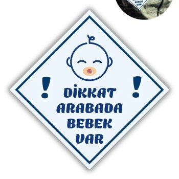 "DİKKAT ARABADA ERKEK BEBEK VAR - EMZİKLİ" Uyarı Stickerı  >  Araba Camı İçin 10x10 cm Etiket