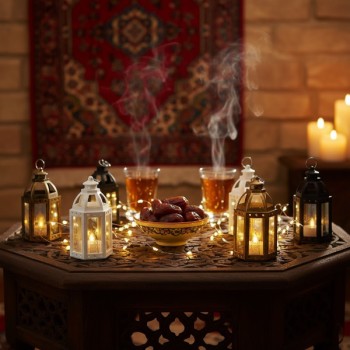 Ramazan Temalı Büyük Altıgen Açık Kubbe LED Lamba 