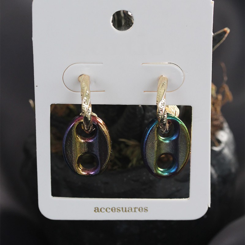 Renkli Hematit Taşlı Küpe Seti