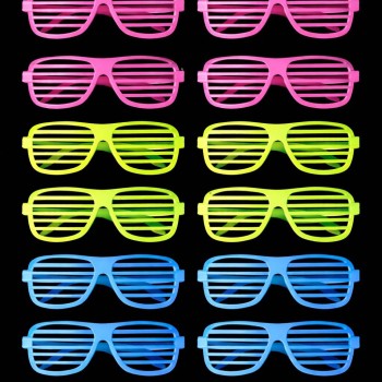 Retro Neon Fosforlu Panjur Gözlük - 12 Adet