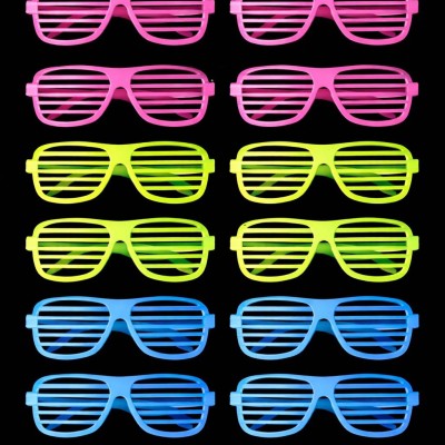 Retro Neon Fosforlu Panjur Gözlük - 12 Adet