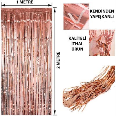 Rose Gold Püsküllü Kapı Perdesi 