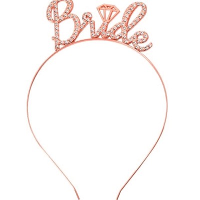 Rose Gold Renkli Taşlı “Bride” Gelin Tacı 