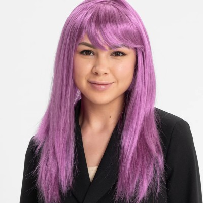 Rose Pembe Düz Kesim Peruk