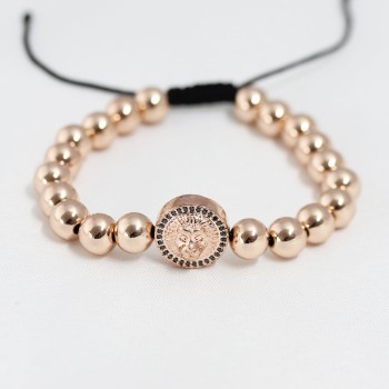 Rose Renk Çelik Zirkon Objeli Asansörlü Bileklik