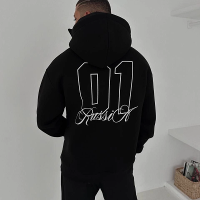 Samuray Ninja Çift Kapşonlu ZIP Fermuarlı Kanguru Çepli Tam Fermuarlı Hoodie ön ve Arka Baskılı Maske Detaylı  sweatshirt - Siyah