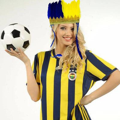 Sarı Lacivert Taraftar Tüylü Saç Bandı