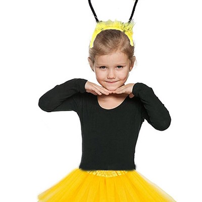 Sarı Tütü Etek ve Sarı Ponponlu Arı Taç Seti