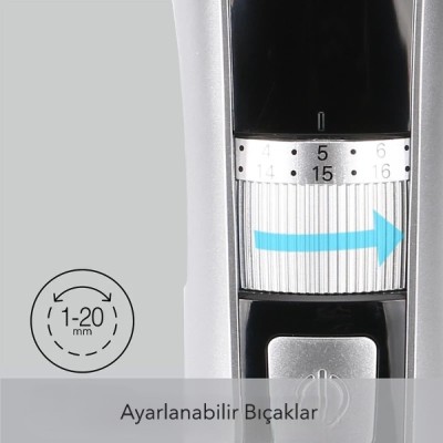 Şarjlı Ayarlanabilir Başlıklı Saç Sakal Traş Makinesi 