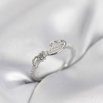 Sarmal Kalp Model Zirkon Taşlı Gümüş Renk Kadın Yüzük