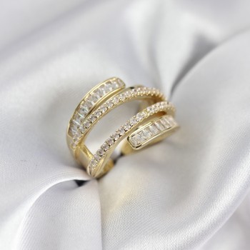 Sarmal Zirkon Baget Taşlı Gold Renk Kadın Yüzük