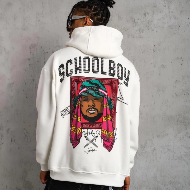 SCHOOL BOY Baskılı Kapüşonlu Sweat - Beyaz -