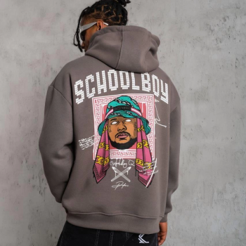 SCHOOL BOY Baskılı Kapüşonlu Sweat - Gri