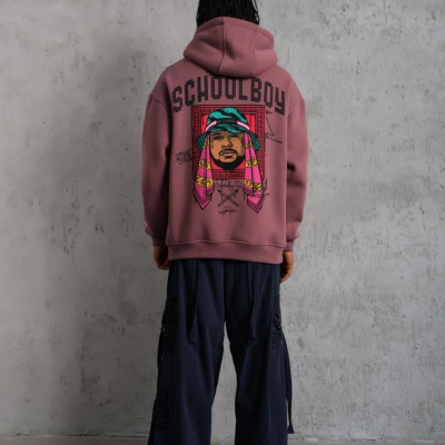 SCHOOL BOY Baskılı Kapüşonlu Sweat - Gül Kurusu