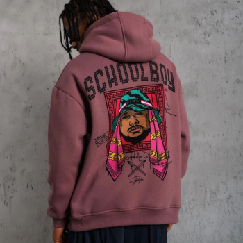 SCHOOL BOY Baskılı Kapüşonlu Sweat - Gül Kurusu