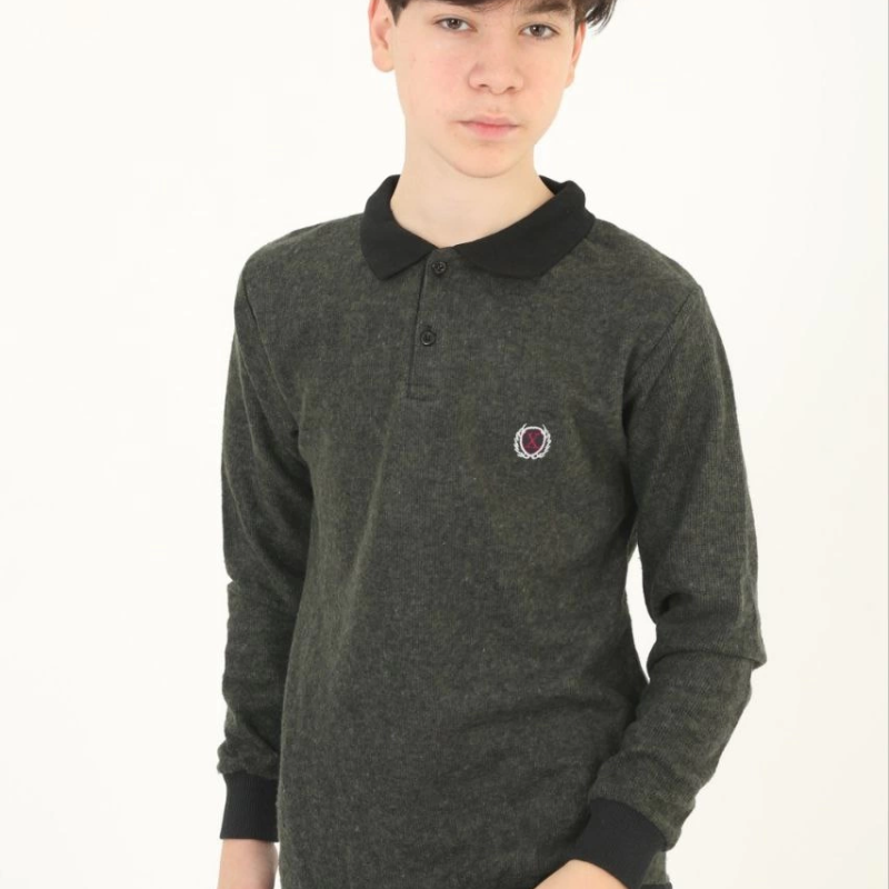 Selanik Yaka Nakışlı Kazak - Haki -